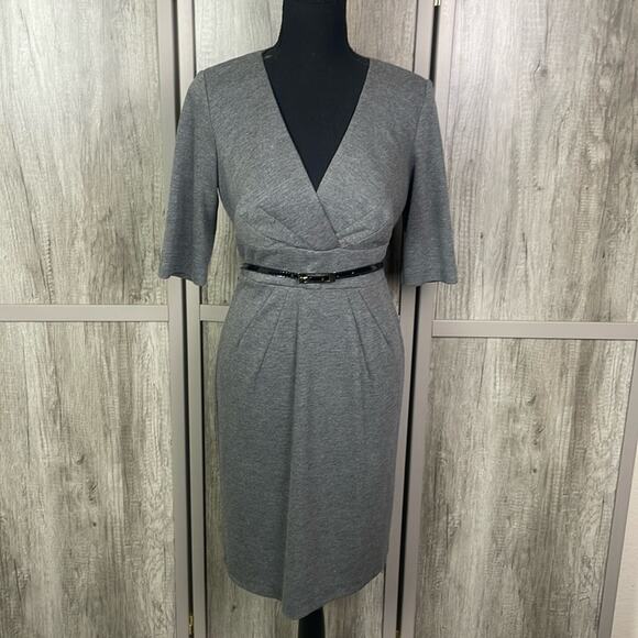 Donna Ricco surplice wrap front 3/4 sleeve midi dress women's 8P - Picture 1 of 14